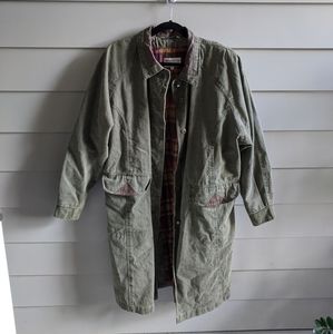 Hunter green oversized denim coat